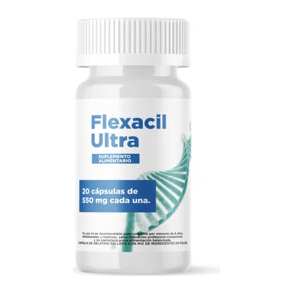 Envase de Flexacil, 20 cápsulas de 550 mg