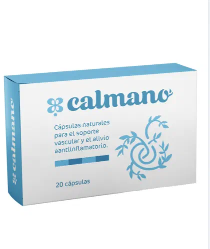 Envase de Calmano varicosis cream, 20 cápsulas