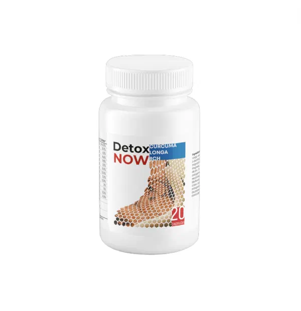 Envase de Detox now, 20 cápsulas