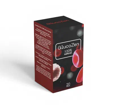 Envase de GlucoZen, 20 cápsulas