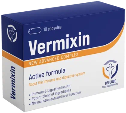 Vermixin iepakojums, 10 kapsulas
