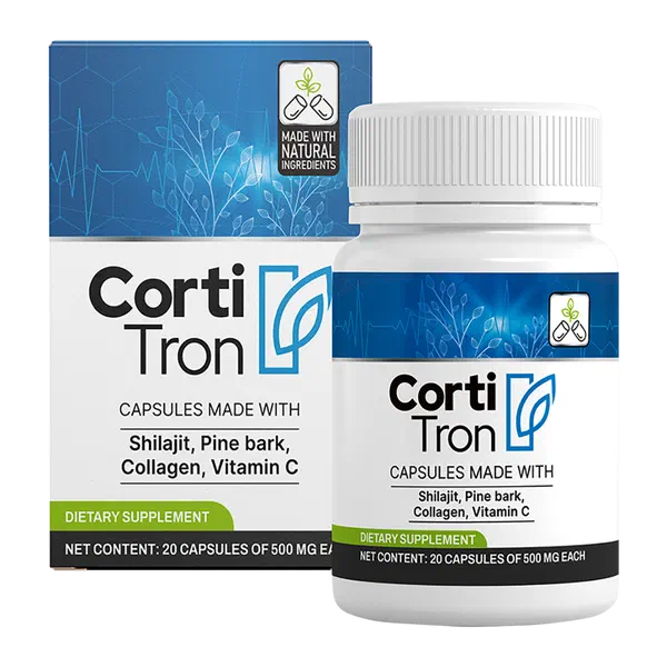 Ambalajul produsului Cortitron, 20 de capsule de 500 mg